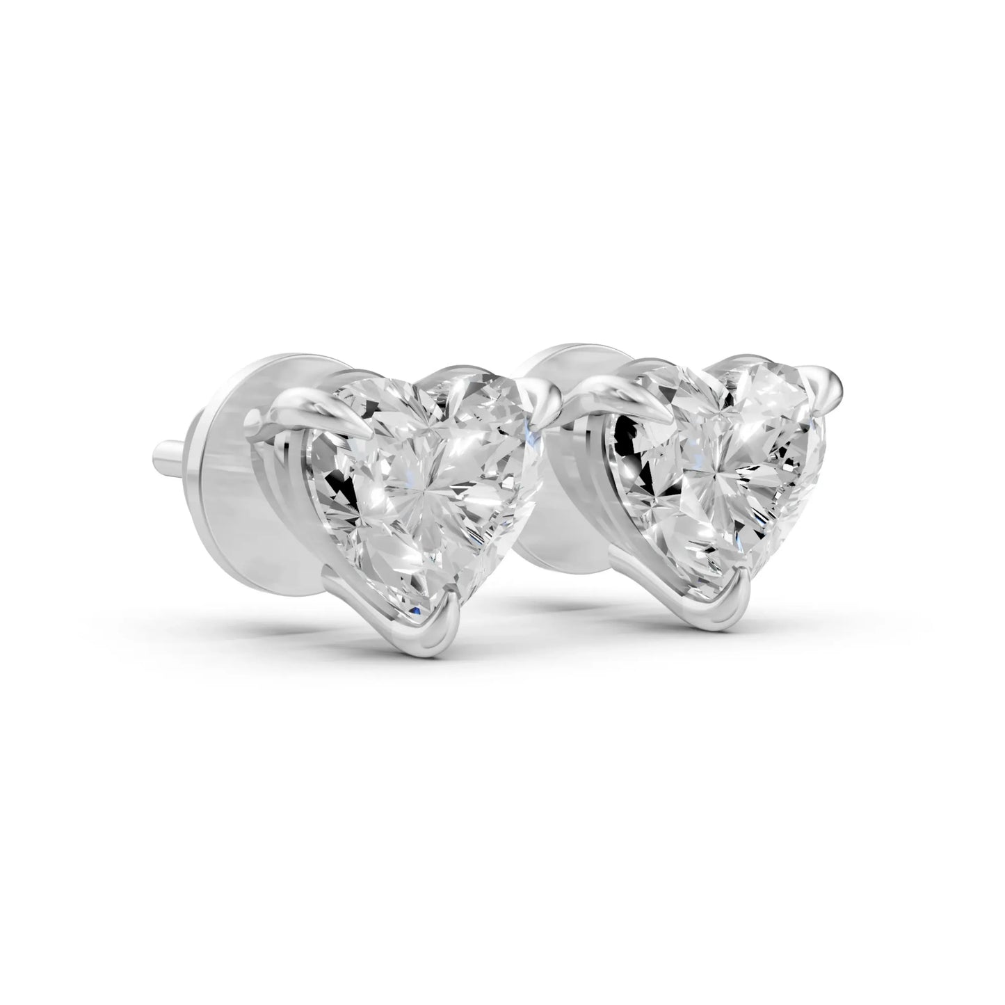 Heart-Shaped Diamond Stud Earrings White Gold