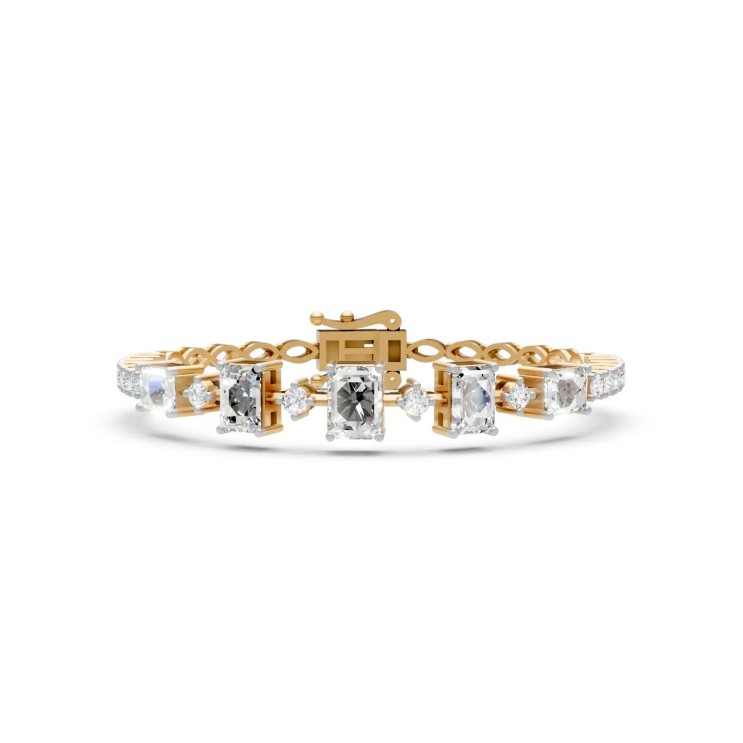 Emerald-Cut Diamond Bracelet Yellow Gold