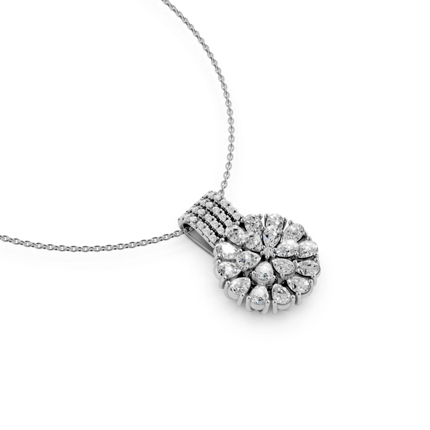 Pear Cluster Pendant White Gold