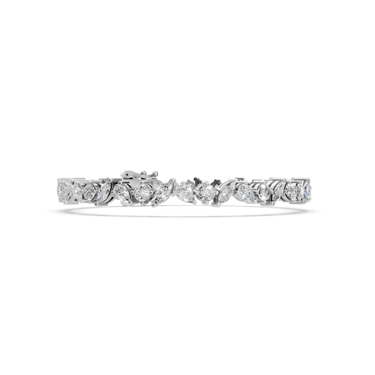 Pear, Marquise & Round Diamond Bracelet White Gold