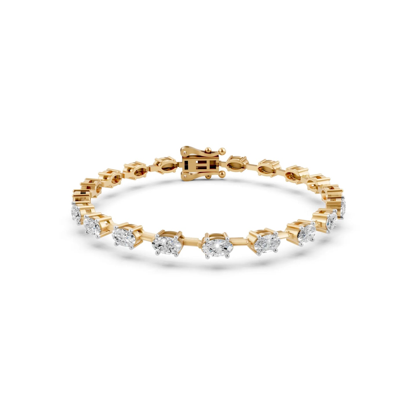Half-Set Oval Diamond Bracelet Yellow Gold