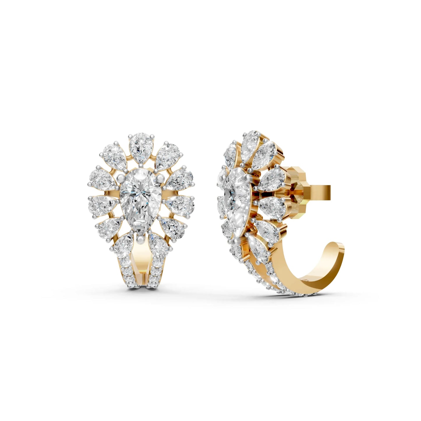 Pear Diamond Earrings Yellow Gold