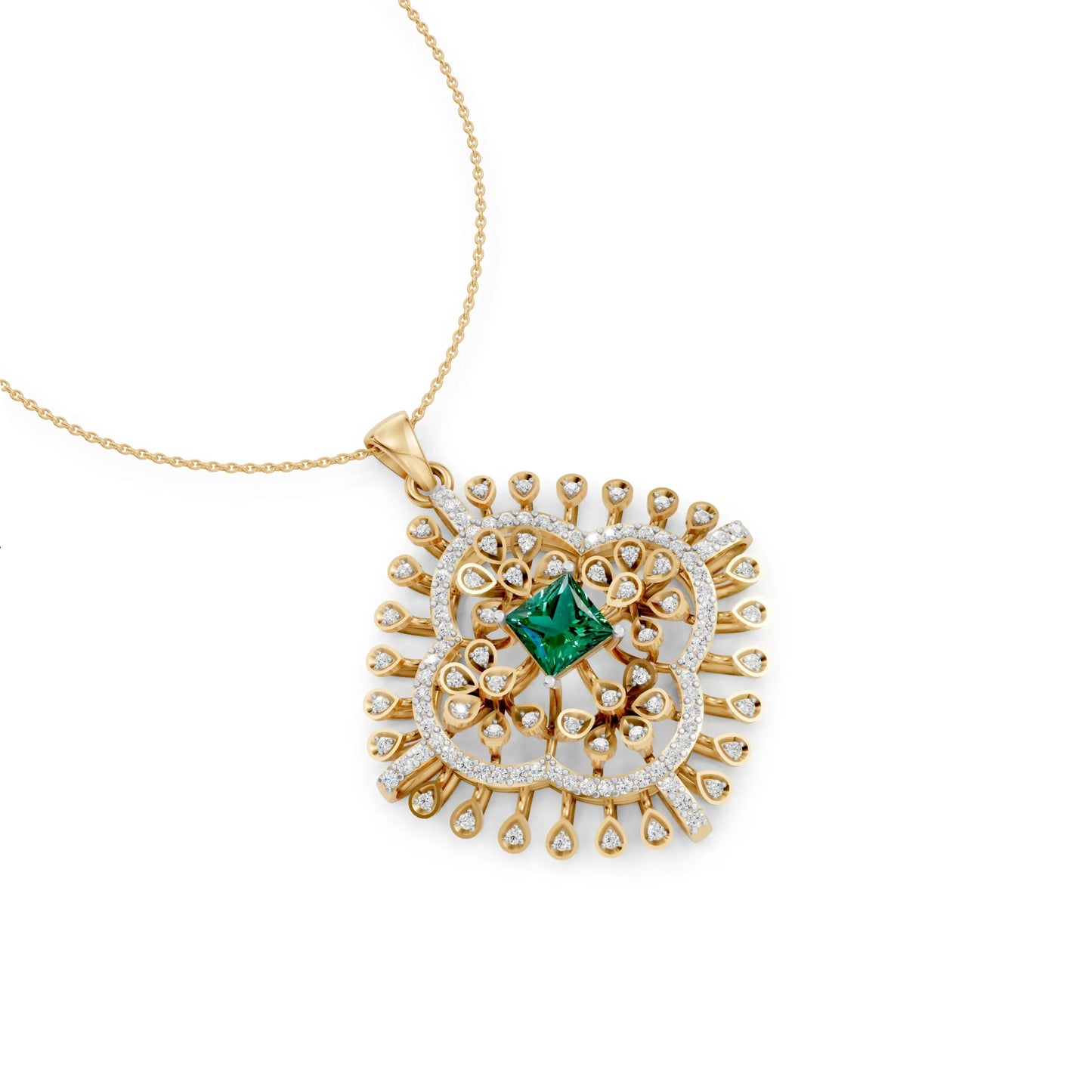 Heritage Emerald Pendant Yellow Gold