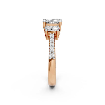 Radiant Three-Stone Ring Rose Gold