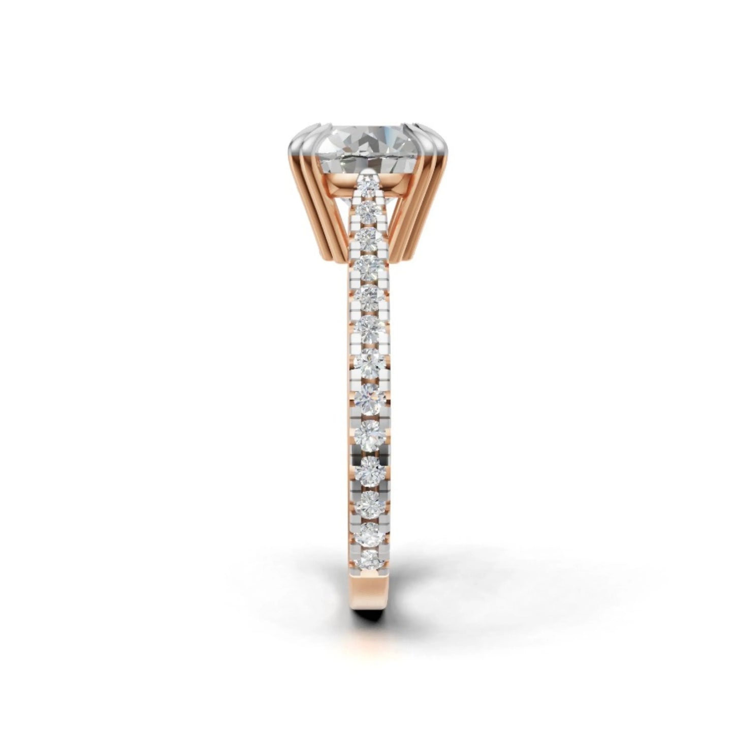 Radiant Pavé Solitaire Ring Rose Gold