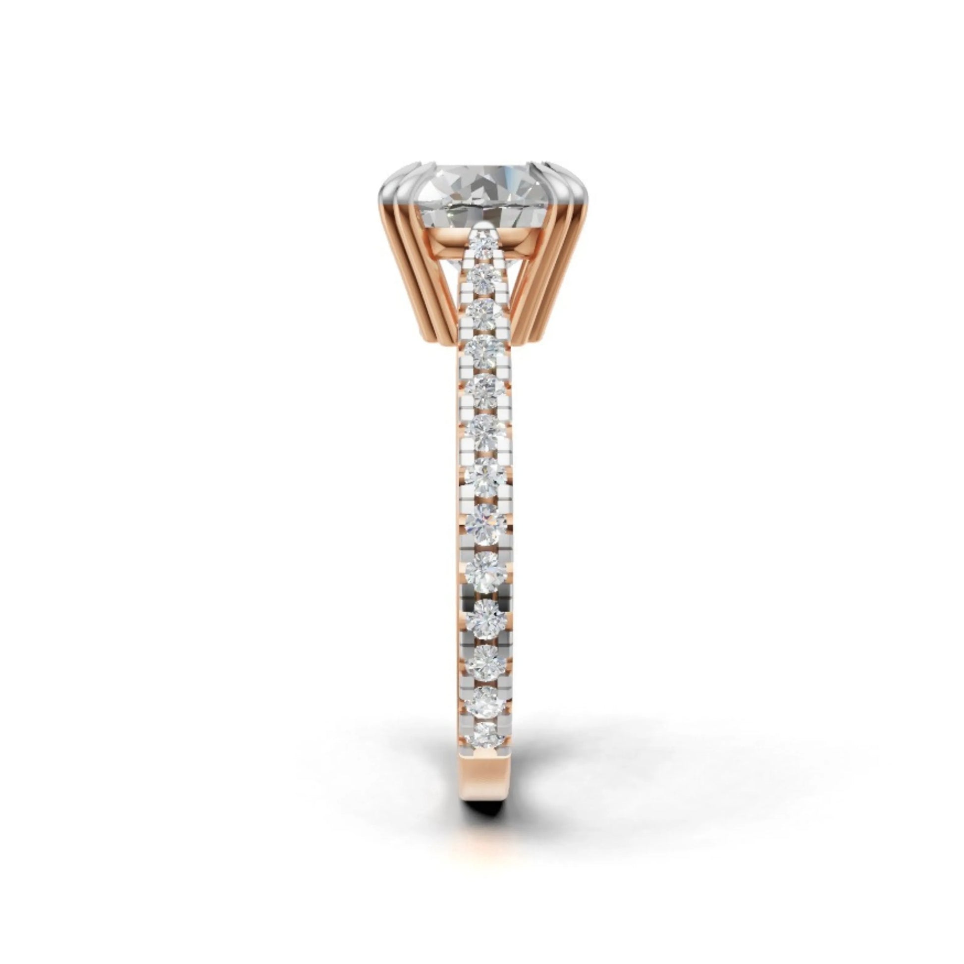 Radiant Pavé Solitaire Ring Rose Gold
