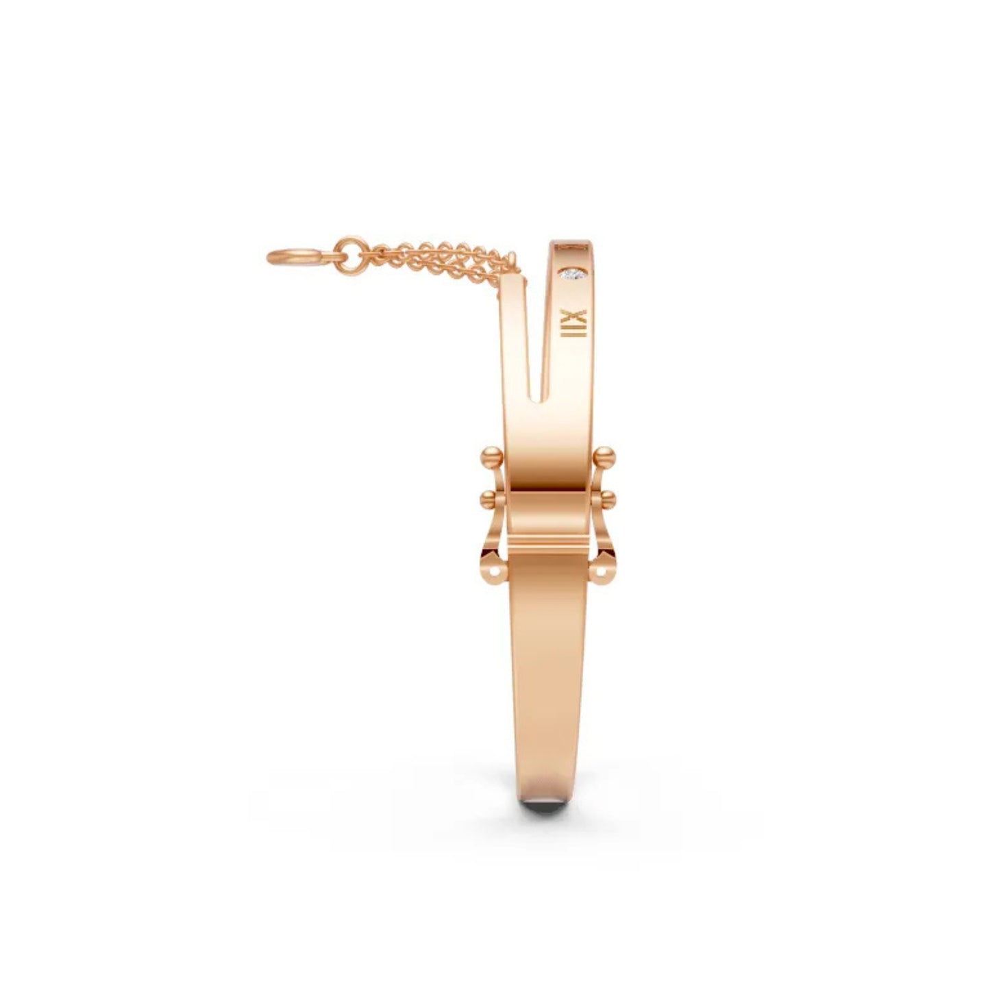 Roman Numeral Diamond Bangle Rose Gold