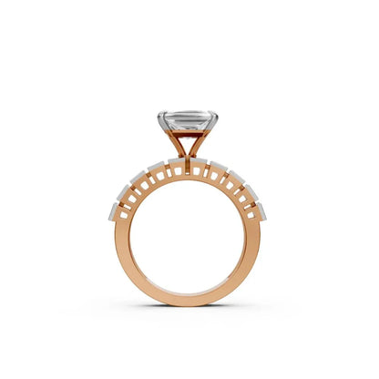 Radiant Edge Princess Cut Ring Rose Gold