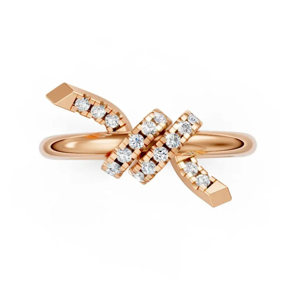TwistGlow Diamond Crossover Ring Rose Gold