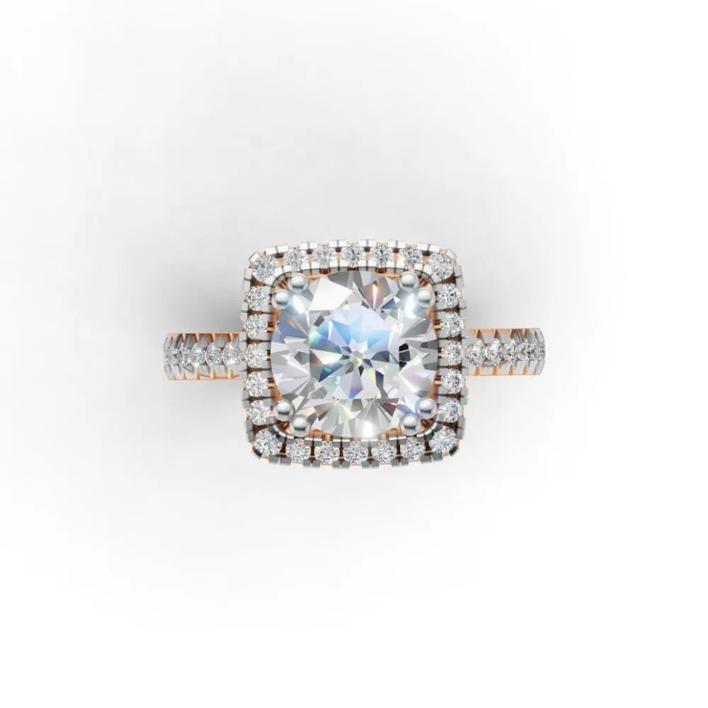 Vintage Glow Halo Engagement Ring Rose Gold