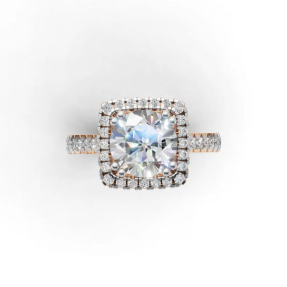 Vintage Glow Halo Engagement Ring Rose Gold