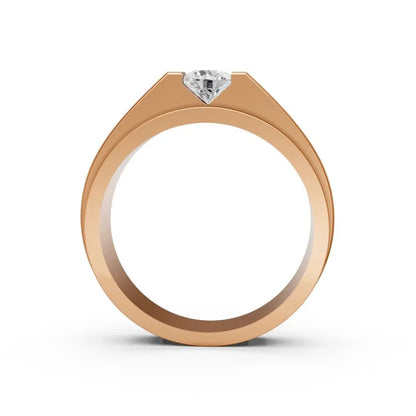 Men’s Princess Cut Diamond Ring with Bold Bezel Setting Rose Gold
