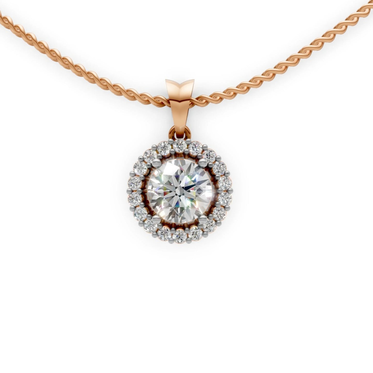 Halo Diamond Pendant Rose Gold