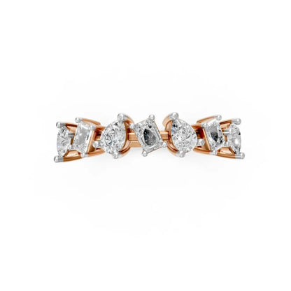 DualCut Pear-Emerald Diamond Band Rose Gold