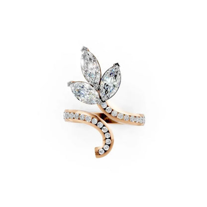 NatureWhirl Leaf Diamond Ring Rose Gold