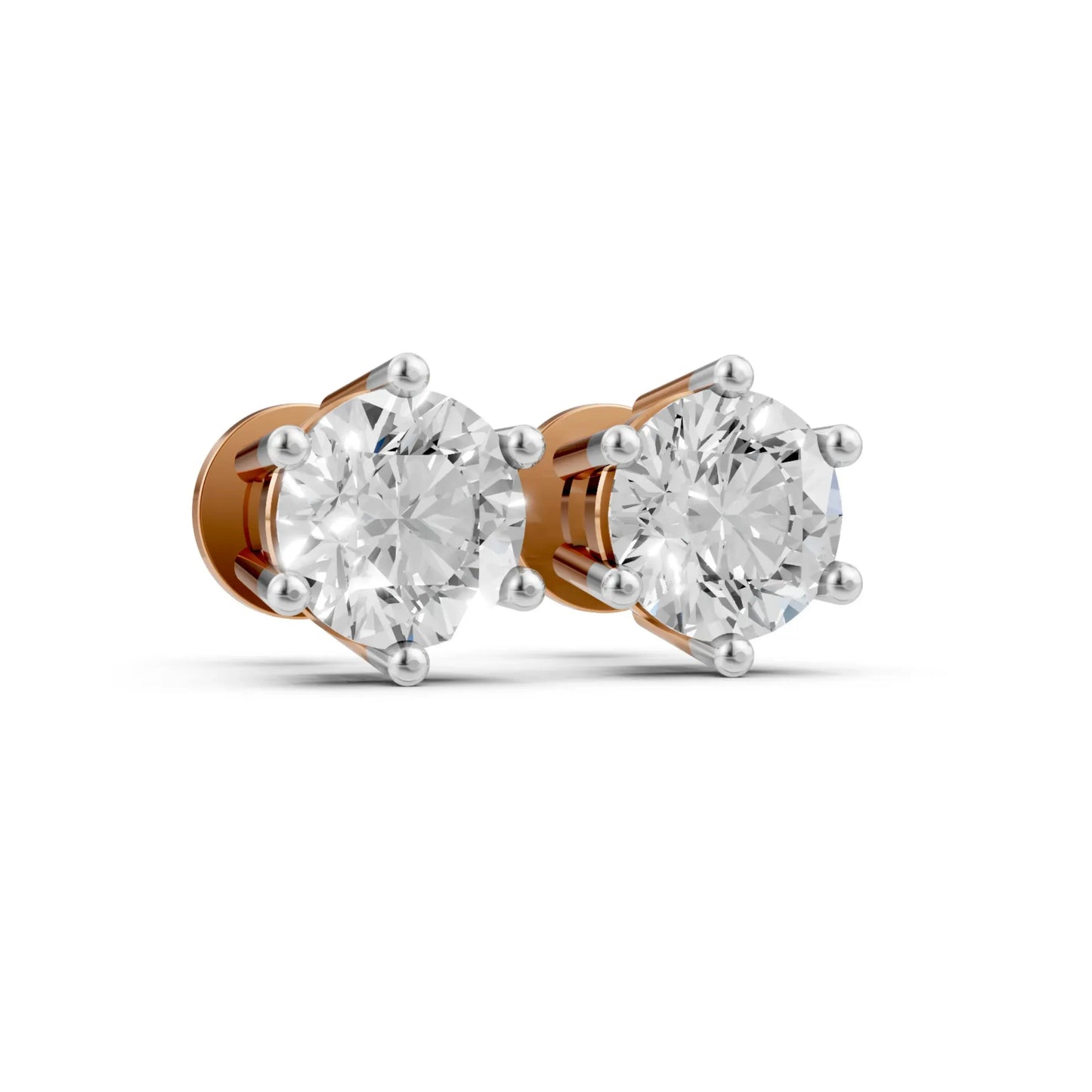 Round Solitaire Stud Earrings Rose Gold