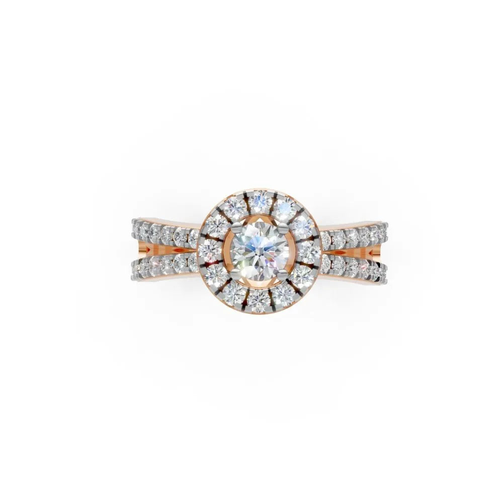 FloralLace Vintage Halo Ring Rose Gold
