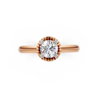 Pleated Grace Solitaire Ring Rose Gold