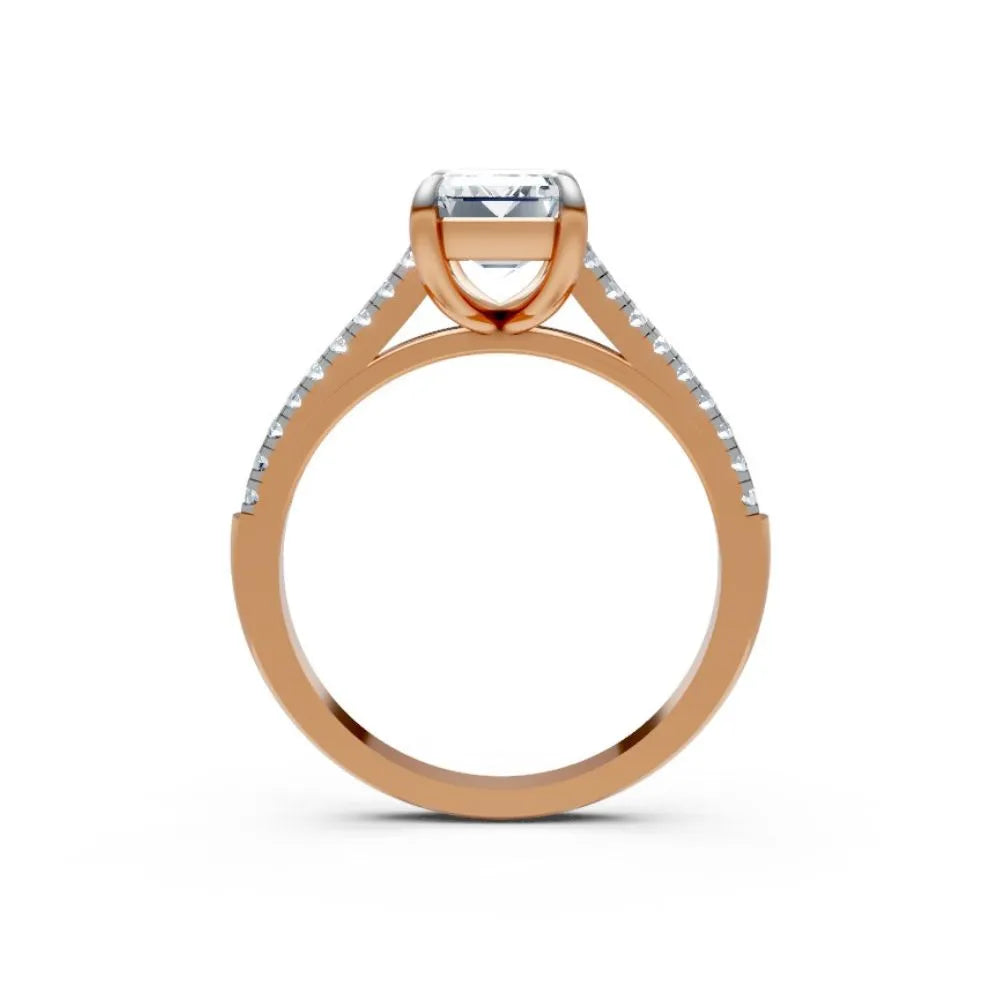 SleekGlam Emerald Solitaire Ring Rose Gold