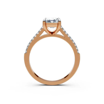 SleekGlam Emerald Solitaire Ring Rose Gold