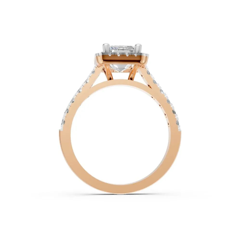 Cushion Radiance Halo Ring Rose Gold