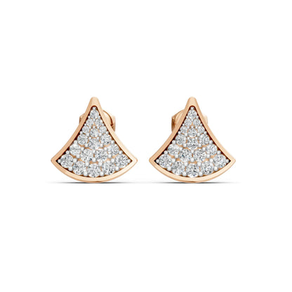 Fan-Shaped Diamond Studs Rose Gold