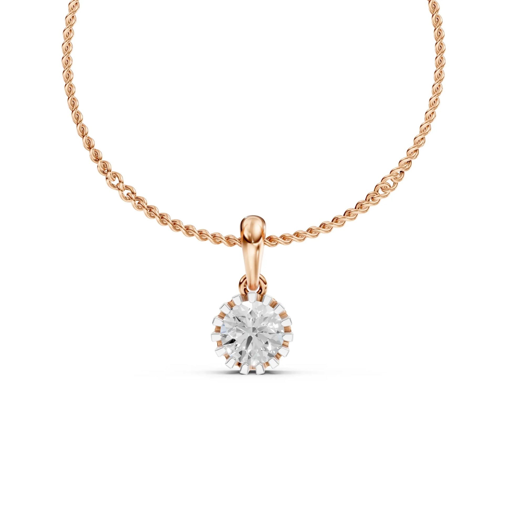 Crown Solitaire Pendant Rose Gold