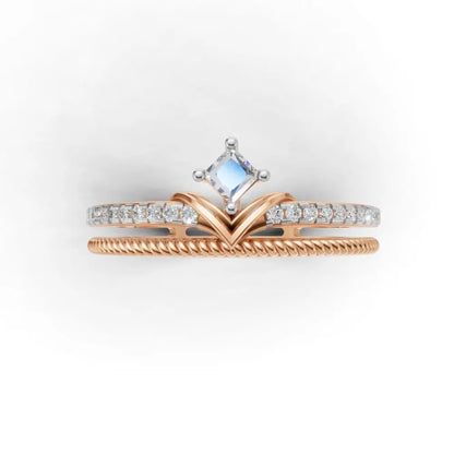 TwistCrown Princess Cut Ring Rose Gold