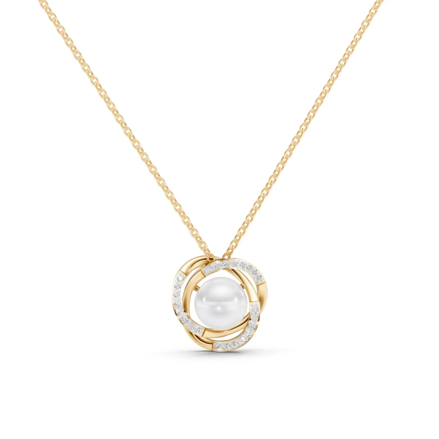 Pearl Halo Pendant Yellow Gold