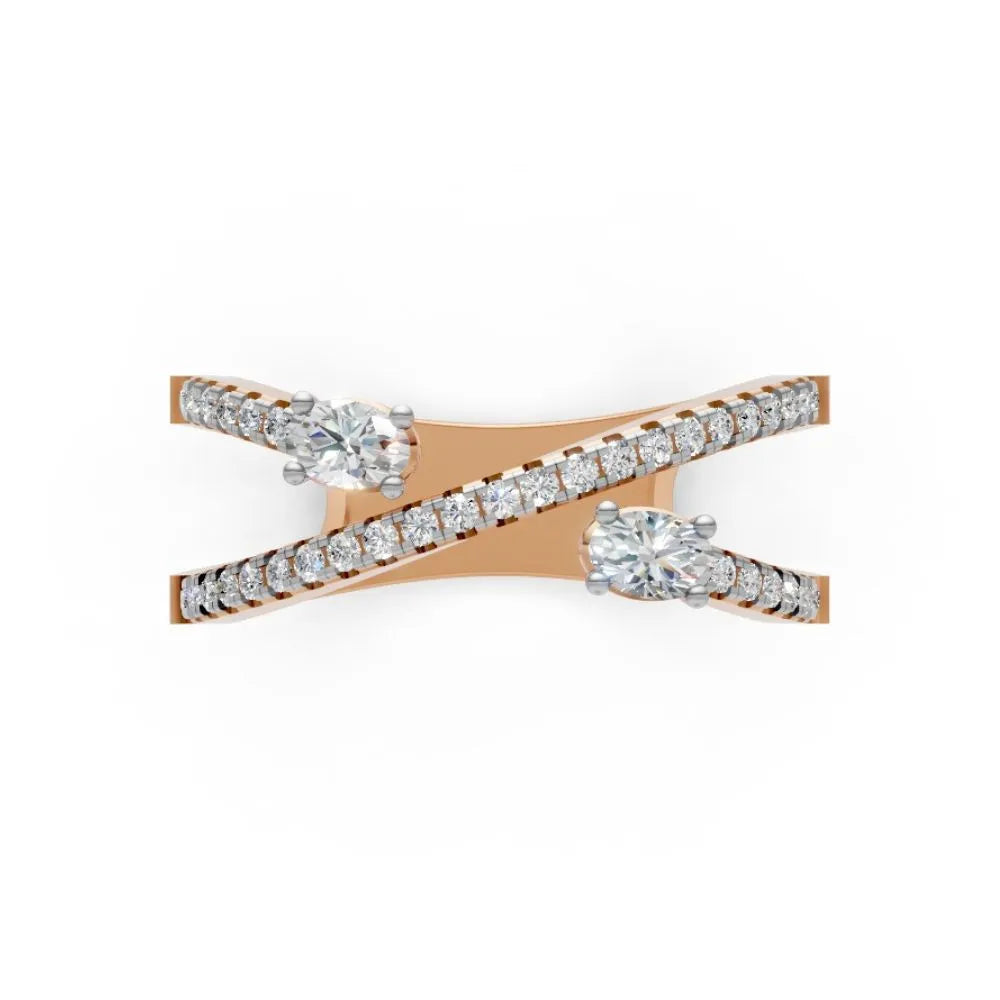 RoseTwist Dual Diamond Open Ring Rose Gold