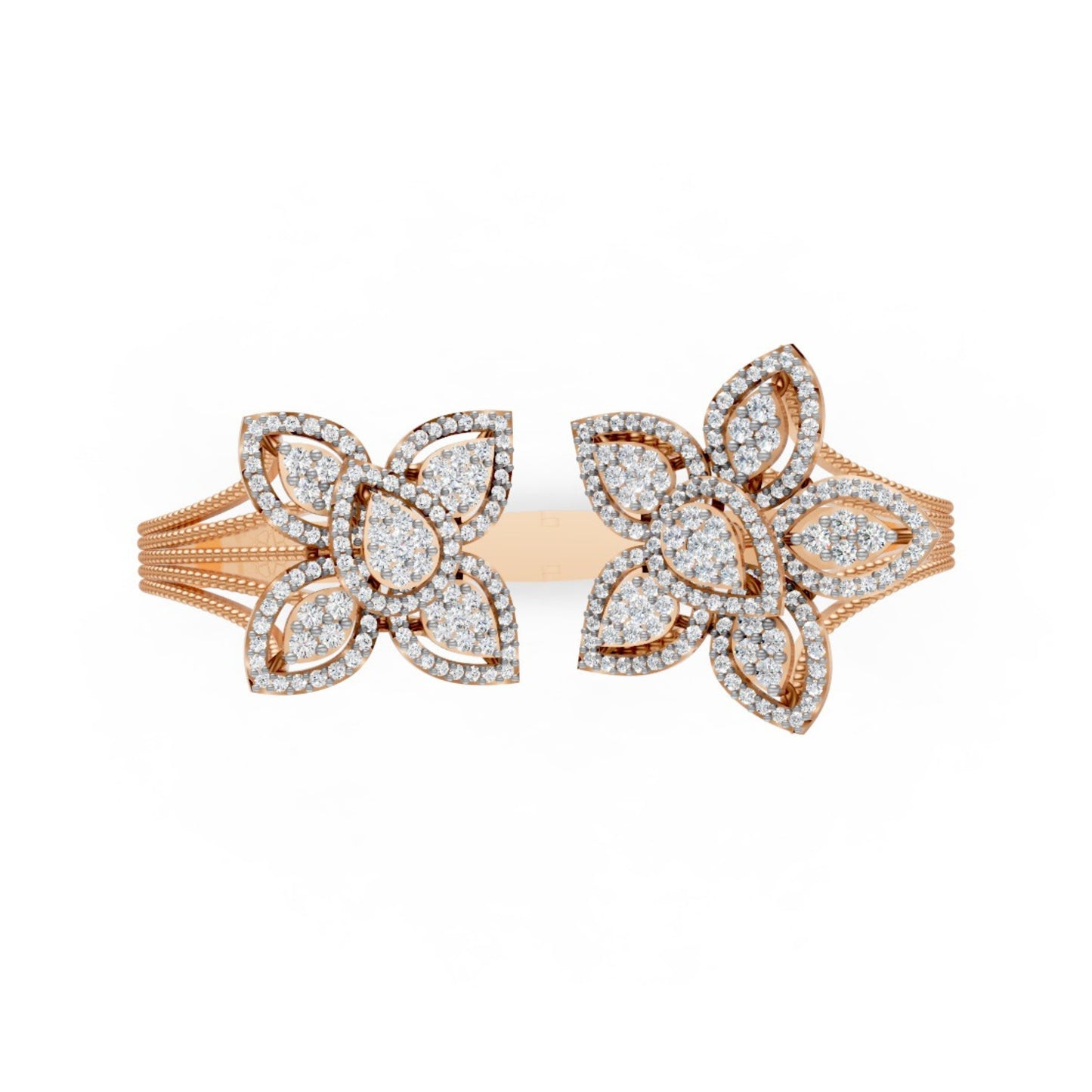 Floral Open Diamond Bangle Rose Gold