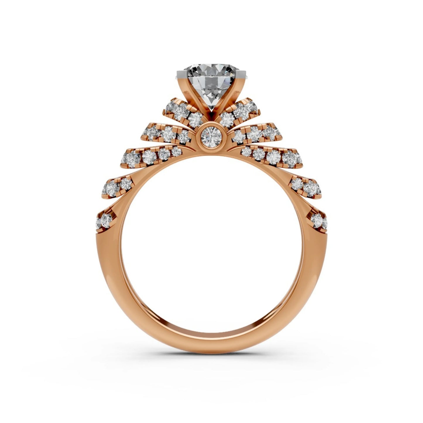 LuxeCrown Multi-Band Solitaire Ring Rose Gold