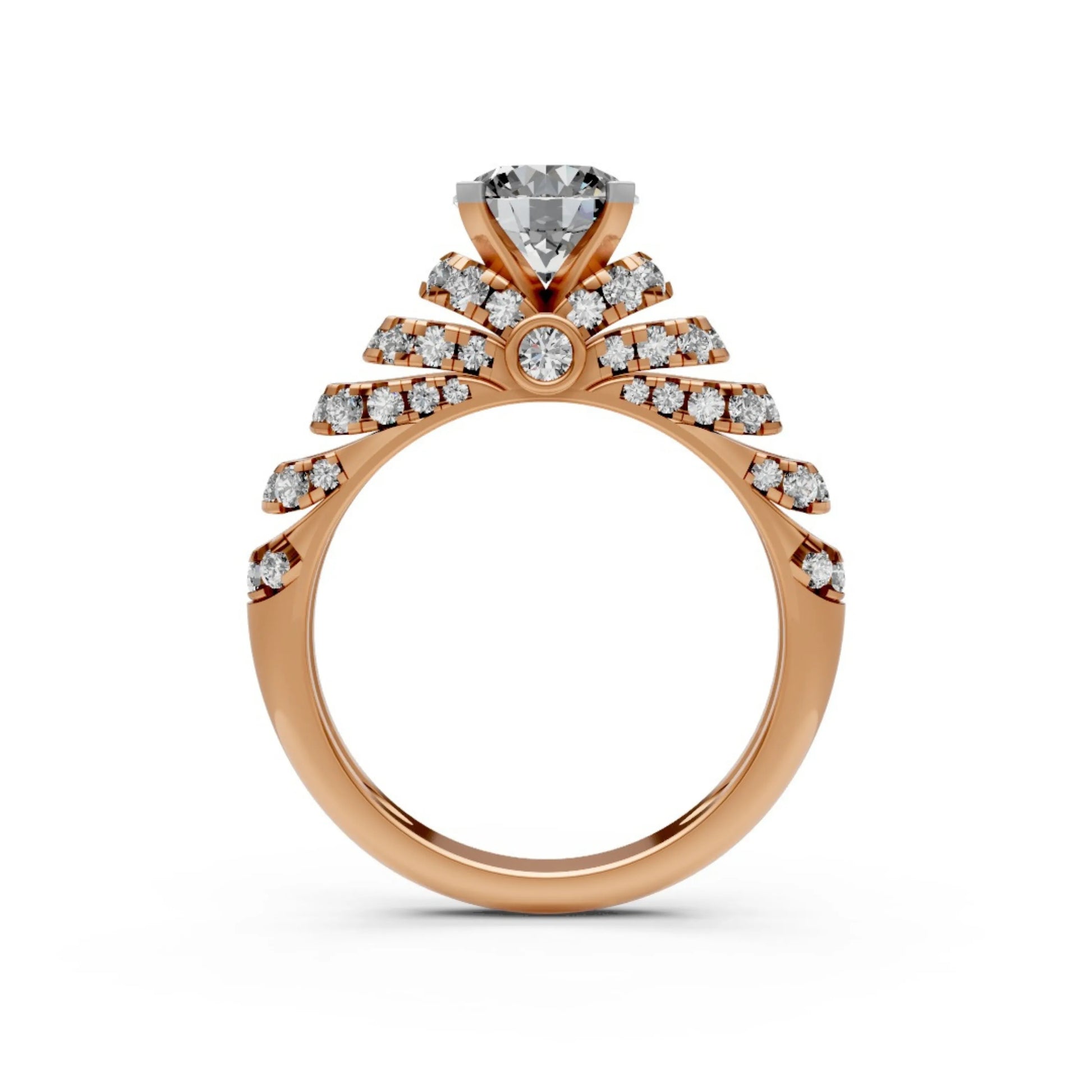 LuxeCrown Multi-Band Solitaire Ring Rose Gold
