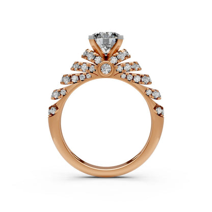 LuxeCrown Multi-Band Solitaire Ring Rose Gold