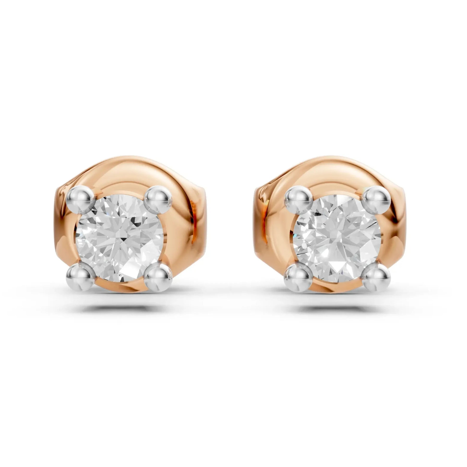 Classic Round Stud Earrings Rose Gold