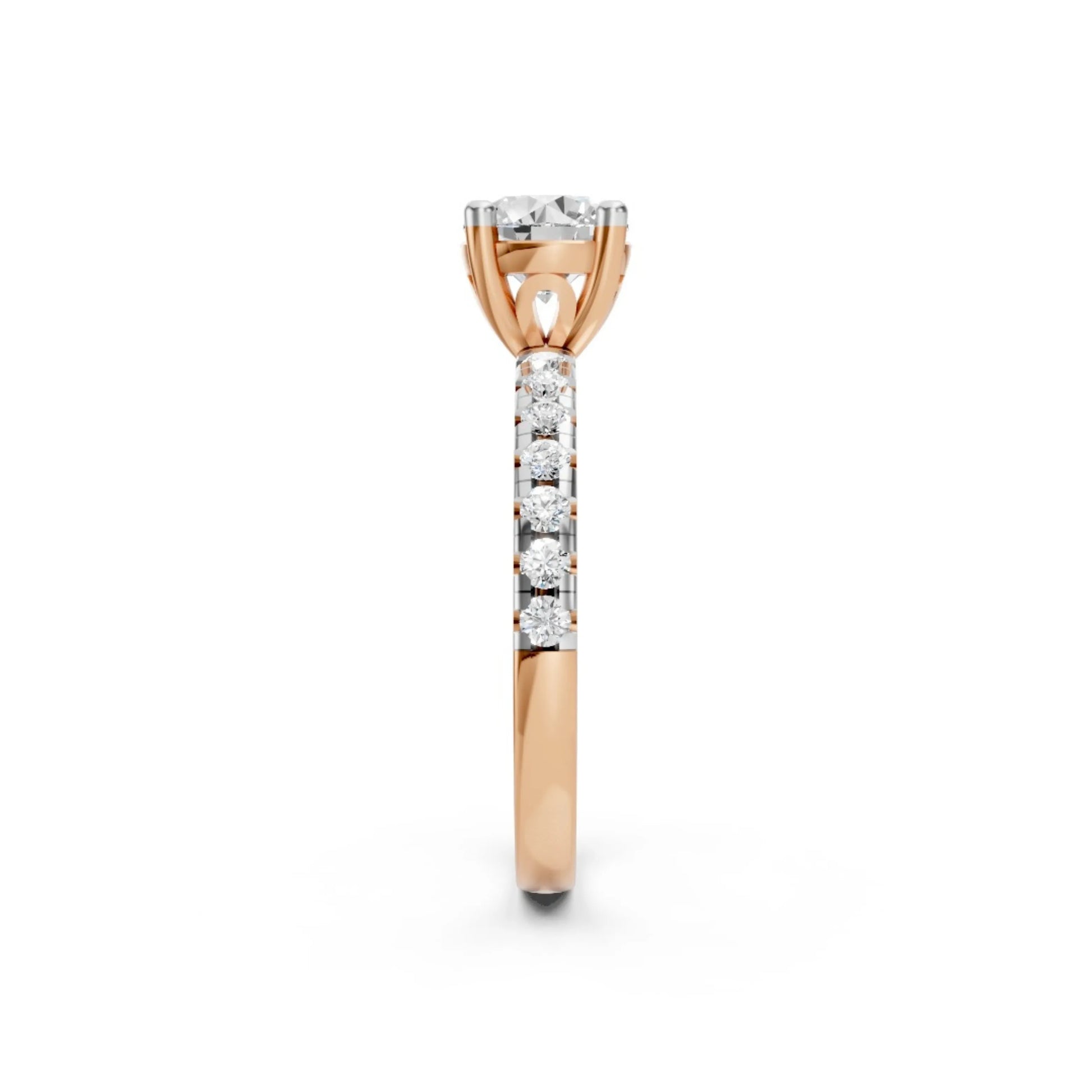ClassicGleam Solitaire Pavé Ring Rose Gold