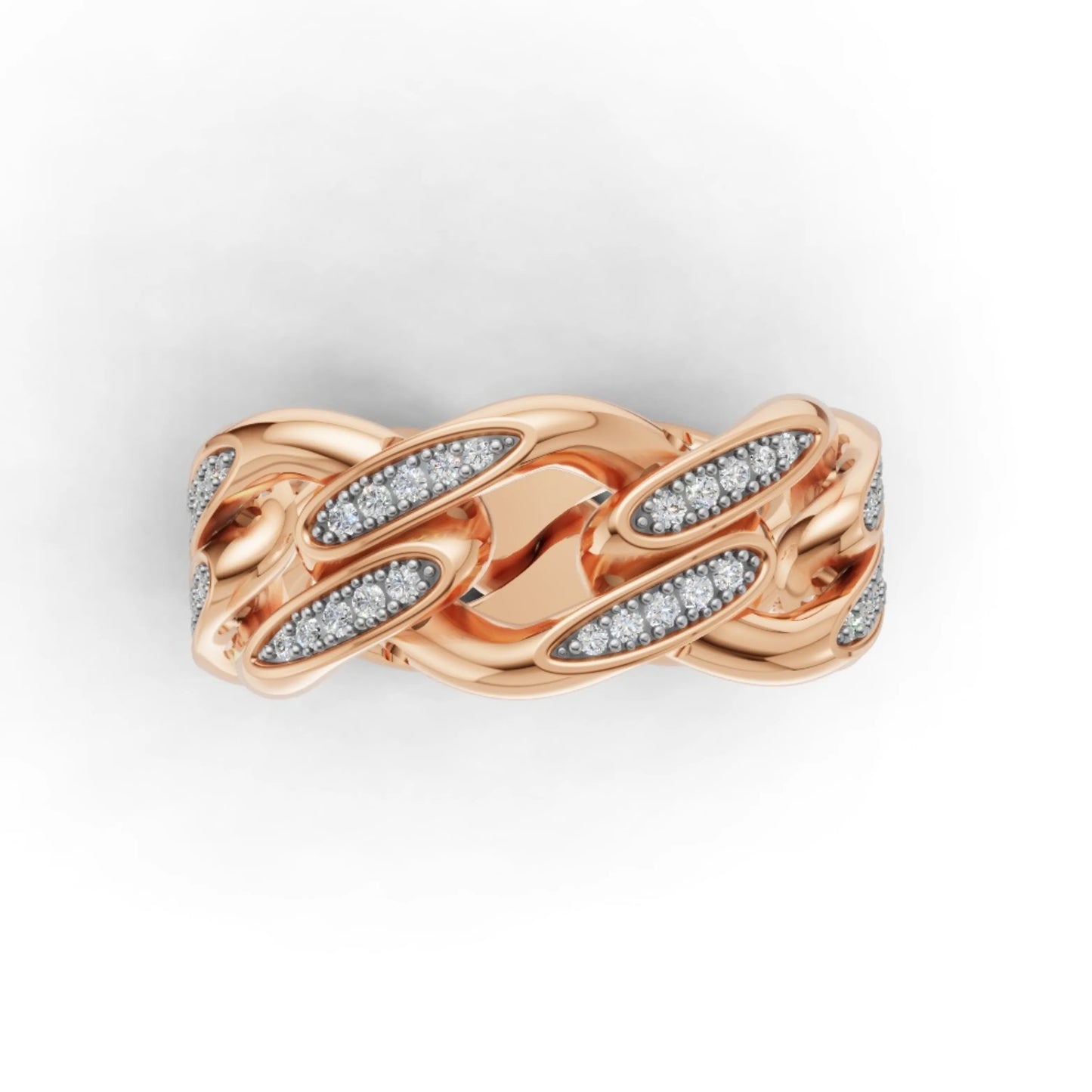 LinkLuxe Diamond Chain Ring Rose Gold