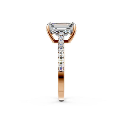 EternaLine Pavé Emerald Ring Rose Gold