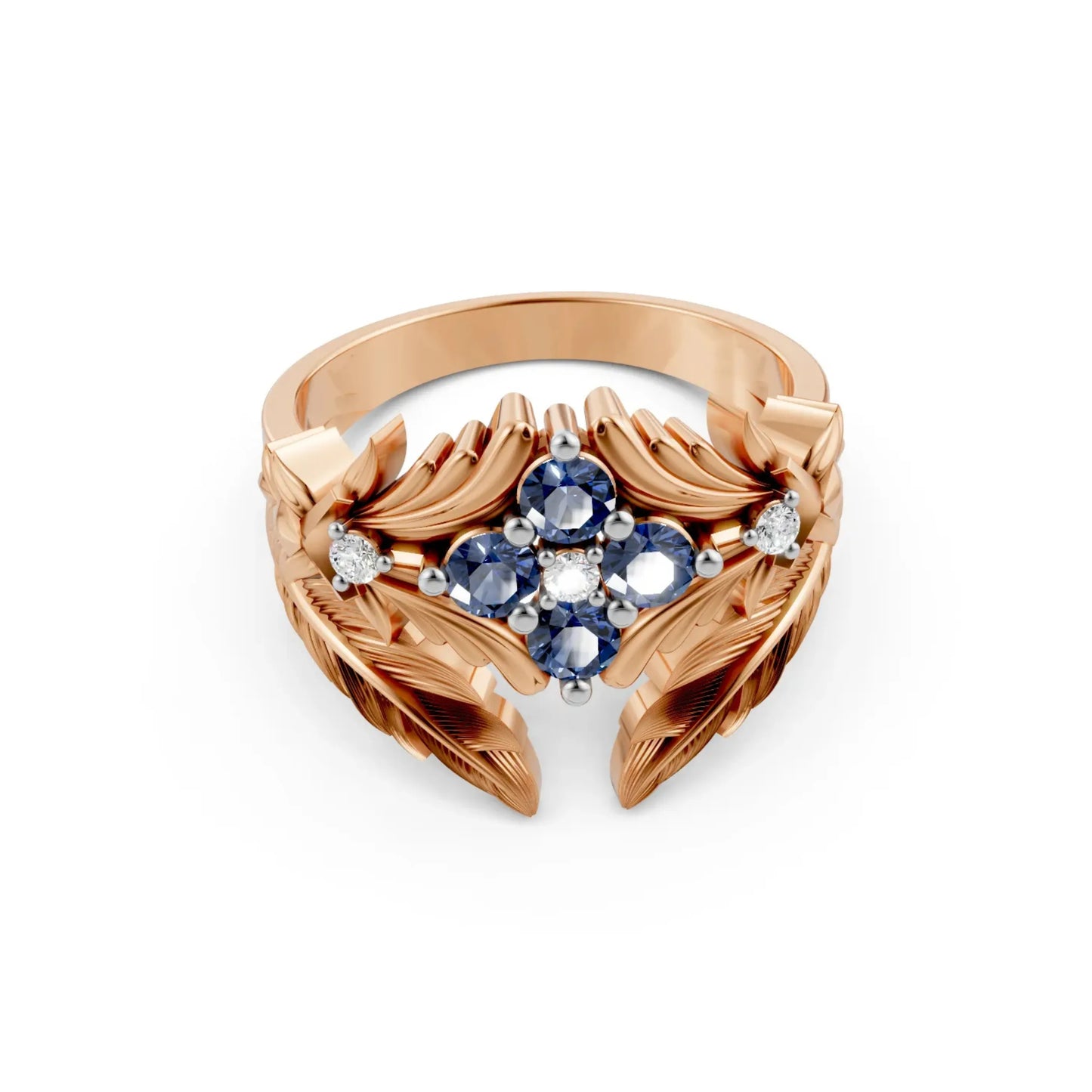TanzanLeaf Diamond Ring Rose Gold