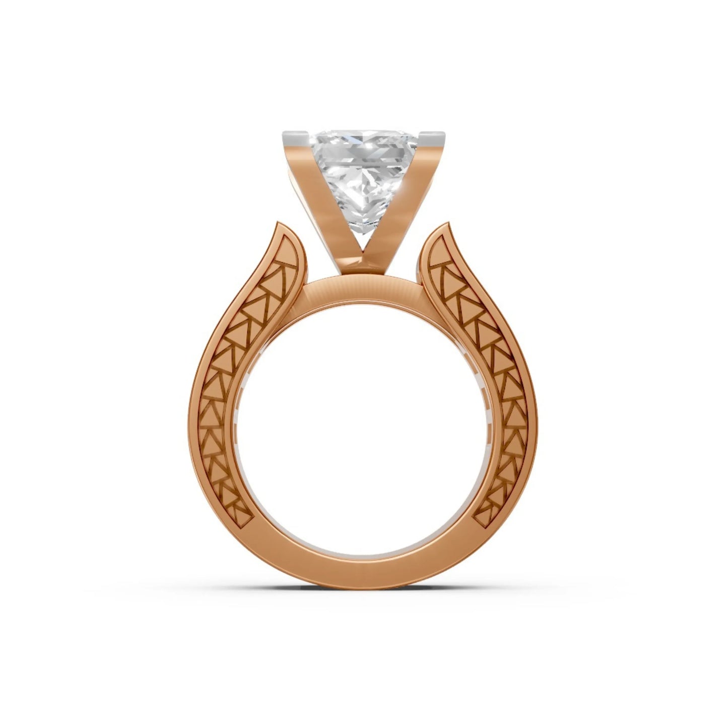 Princess-Cut Channel Ring Rose Gold