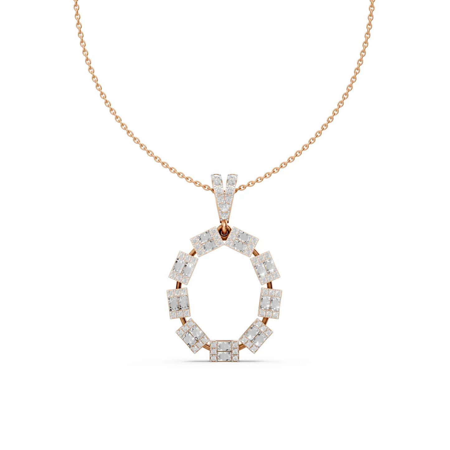 Princess Cut Circle Pendant Rose Gold