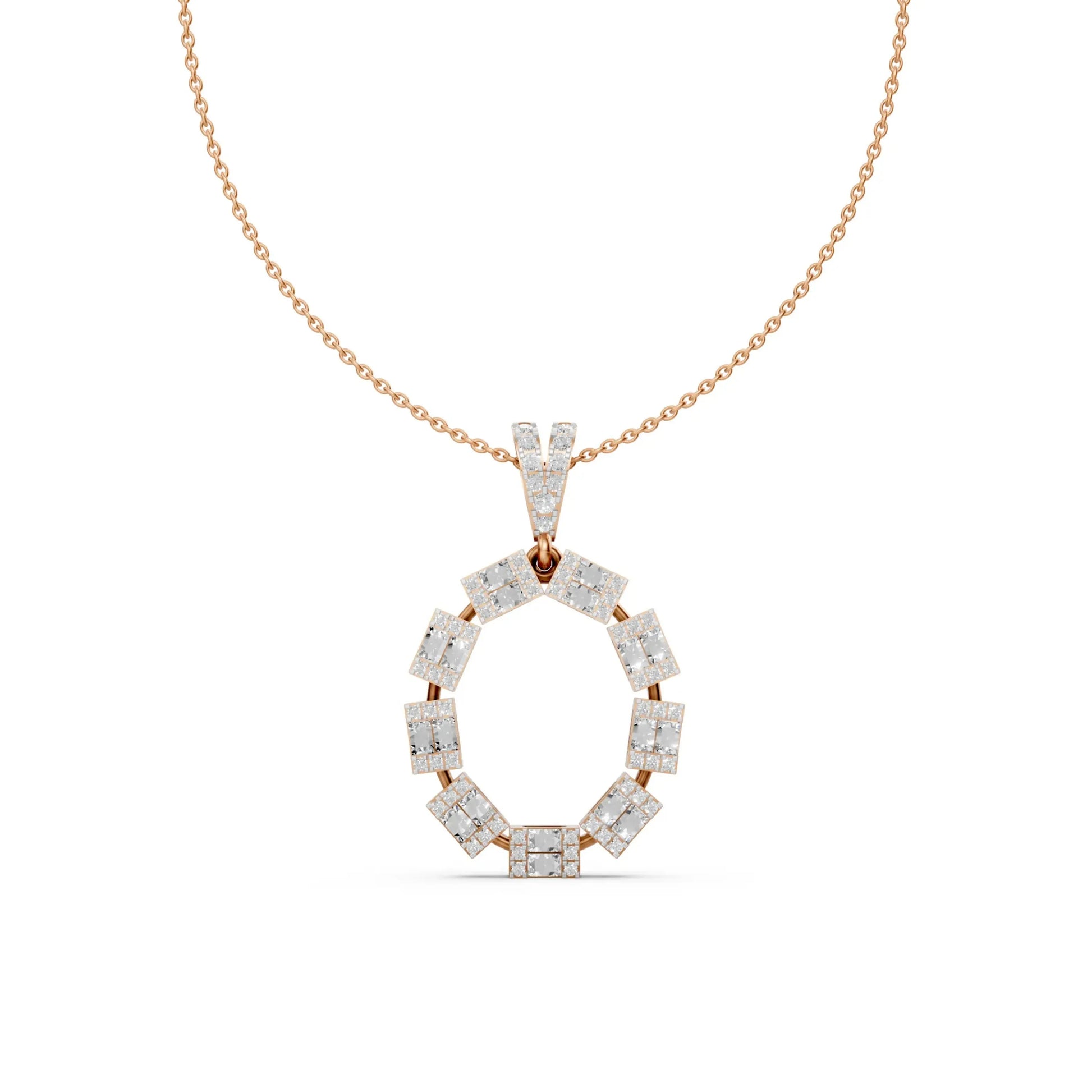 Princess Cut Circle Pendant Rose Gold