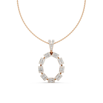 Princess Cut Circle Pendant Rose Gold