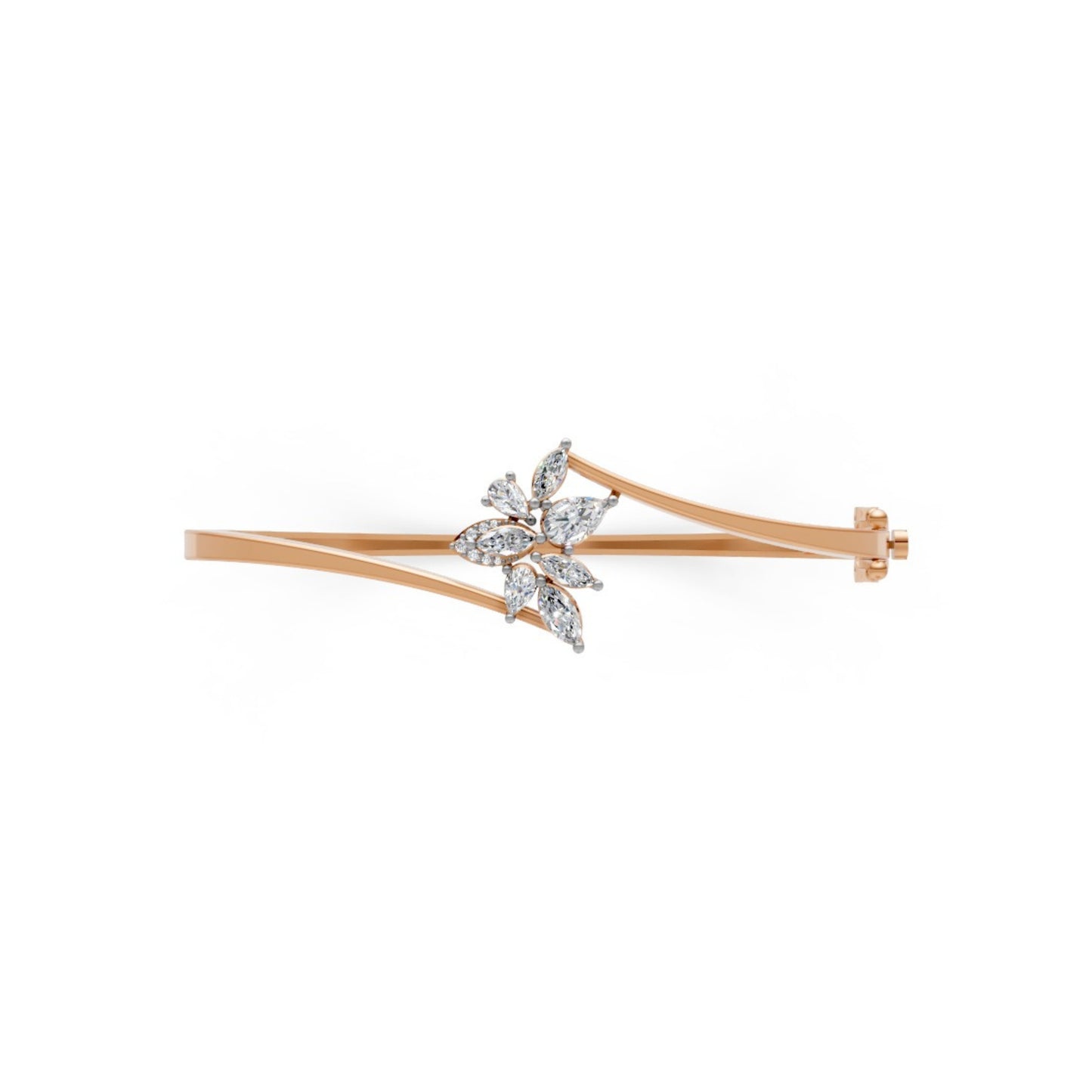 Floral Diamond Bangle Rose Gold