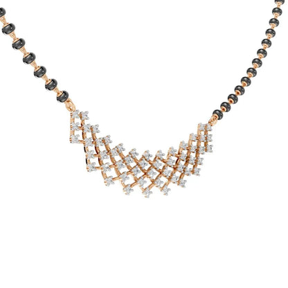 Elegant Diamond Mesh Pattern Mangalsutra Design Rose Gold