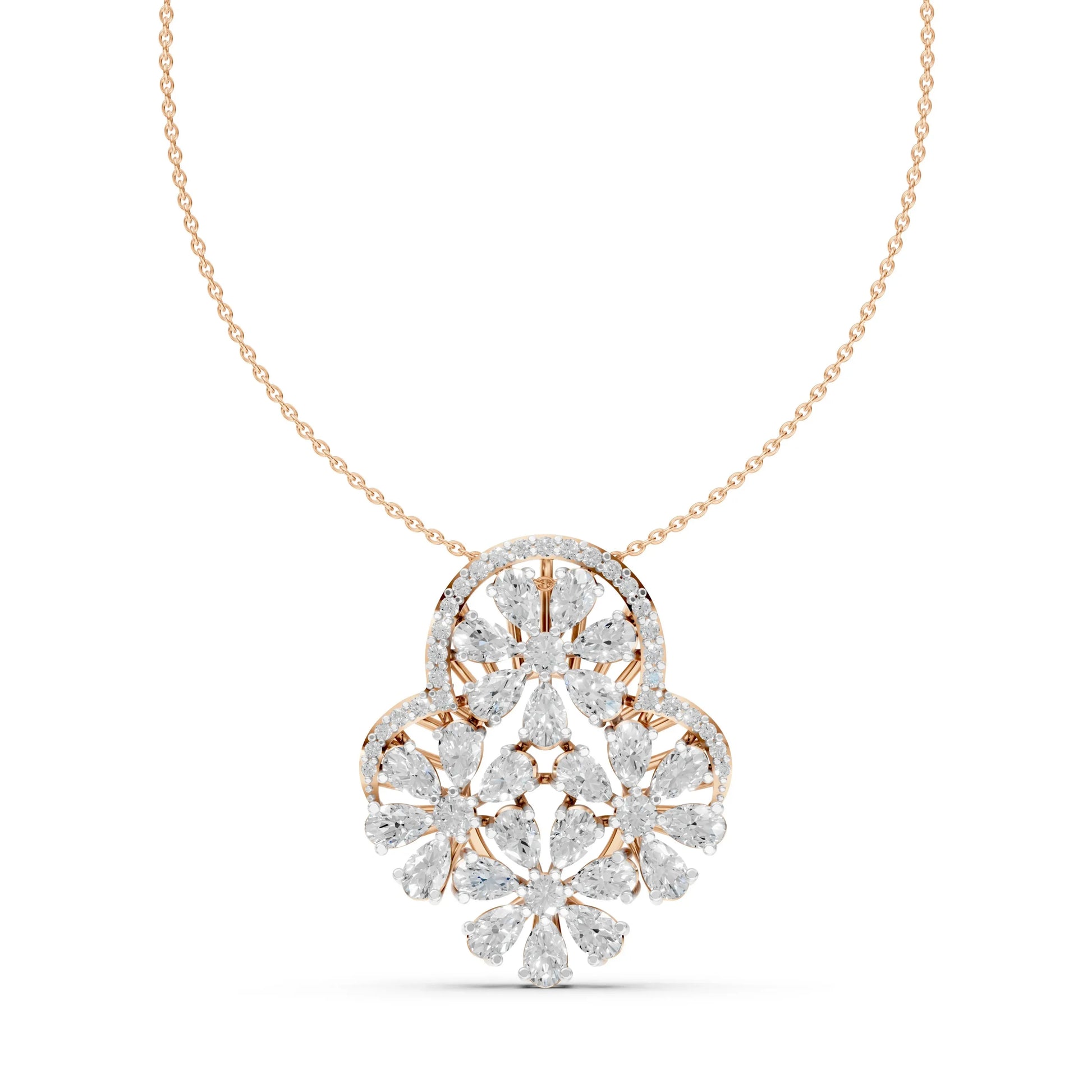 Floral Cluster Pendant Rose Gold