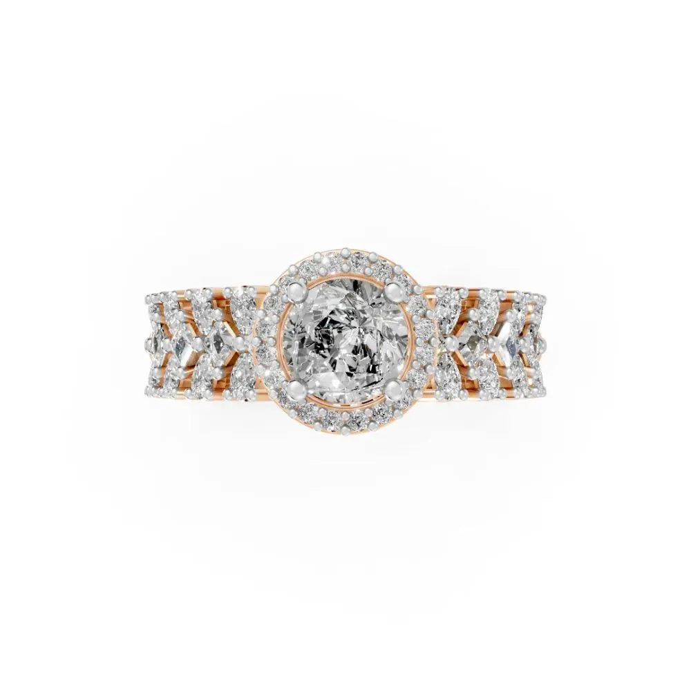 HaloBloom Cluster Bridal Ring Set Rose Gold