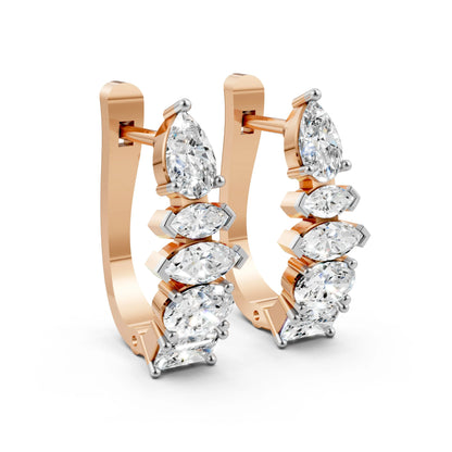 Elegant Diamond Hoop Earrings Rose Gold