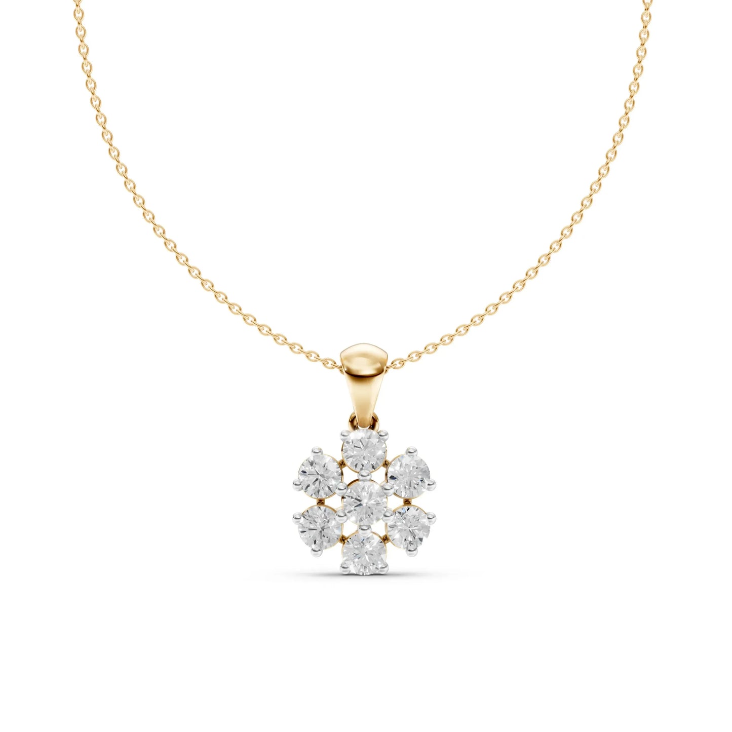 Six-Stone Floral Pendant Yellow Gold