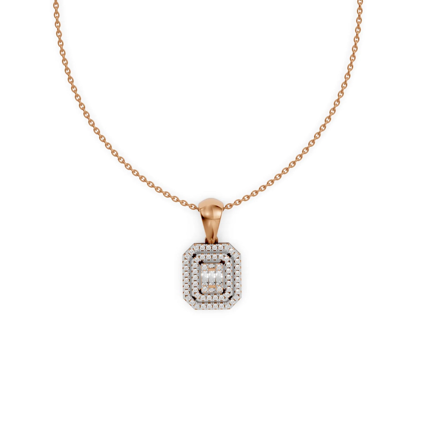 Emerald Halo Pendant Rose Gold